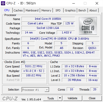 screenshot of CPU-Z validation for Dump [56l1zn] - Submitted by  DESKTOP-JQB6UJR  - 2021-04-11 00:20:54