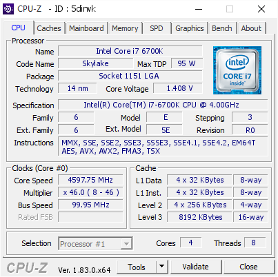 screenshot of CPU-Z validation for Dump [5dinvk] - Submitted by  FRAN-DESKTOP  - 2018-03-13 18:39:34