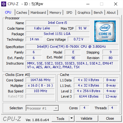 screenshot of CPU-Z validation for Dump [5j3fgw] - Submitted by  Darkvenom  - 2019-04-15 00:08:34
