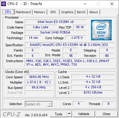 screenshot of CPU-Z validation for Dump [5wayfa] - Submitted by  DESKTOP-SQ1K7DN  - 2022-12-31 08:44:45