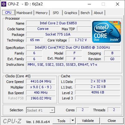 screenshot of CPU-Z validation for Dump [6ij2a2] - Submitted by  HarD1333  - 2022-02-05 19:28:51