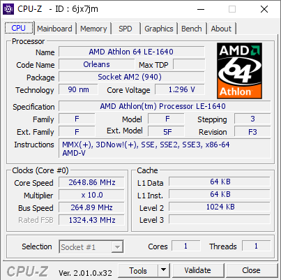 screenshot of CPU-Z validation for Dump [6jx7jm] - Submitted by  TheRealKiwi  - 2022-12-19 20:40:15