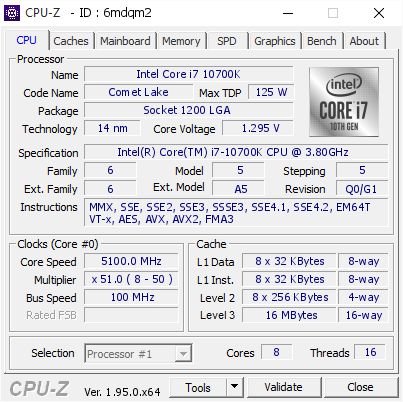 screenshot of CPU-Z validation for Dump [6mdqm2] - Submitted by  DESKTOP-JQB6UJR  - 2021-03-21 21:16:24