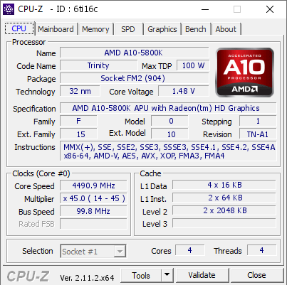 screenshot of CPU-Z validation for Dump [6ti16c] - Submitted by  Anonymous  - 2024-11-02 10:58:21