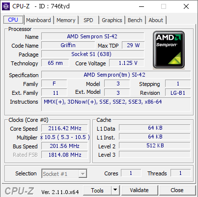 screenshot of CPU-Z validation for Dump [746tyd] - Submitted by  CQ40  - 2024-09-30 16:59:50