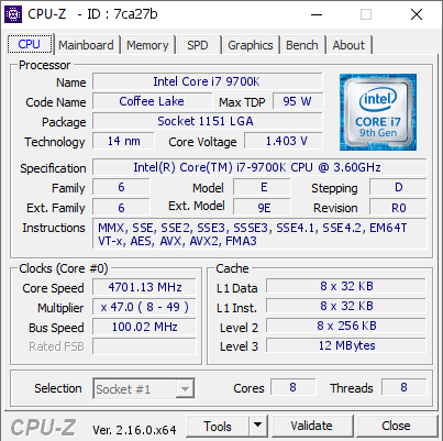 screenshot of CPU-Z validation for Dump [7ca27b] - Submitted by  Anonymous  - 2025-07-17 06:42:47