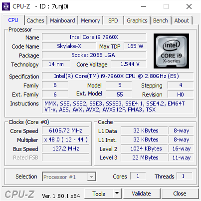 screenshot of CPU-Z validation for Dump [7unj0i] - Submitted by  TiN | EVGA  - 2017-09-01 12:58:54