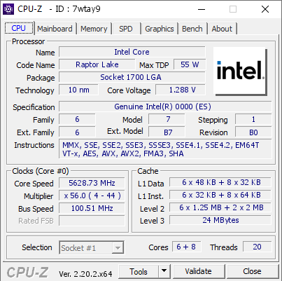 screenshot of CPU-Z validation for Dump [7wtay9] - Submitted by  DESKTOP-E4MQPD6  - 2026-10-20 02:37:19