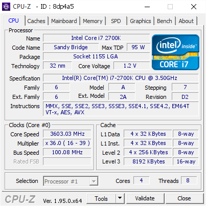 screenshot of CPU-Z validation for Dump [8dp4a5] - Submitted by  bulldog147 ocuk  - 2021-02-09 00:12:30