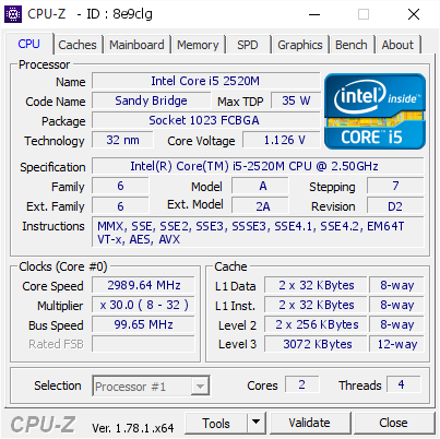 screenshot of CPU-Z validation for Dump [8e9clg] - Submitted by  Anonymous  - 2017-02-16 10:14:25