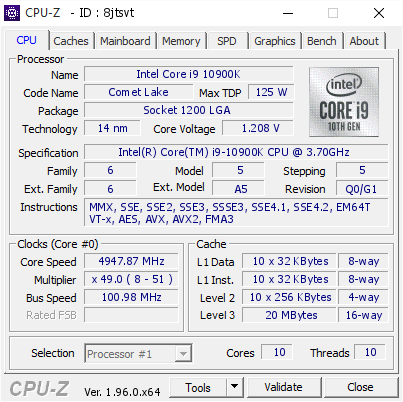 screenshot of CPU-Z validation for Dump [8jtsvt] - Submitted by  DESKTOP-63BCTLR  - 2021-05-09 09:49:08