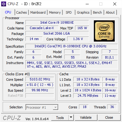 screenshot of CPU-Z validation for Dump [8n2ll2] - Submitted by  JustinThyme@OCN  - 2020-11-16 04:41:33