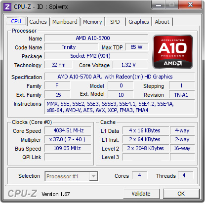 screenshot of CPU-Z validation for Dump [8piwnx] - Submitted by  SAVERIO  - 2013-11-04 13:11:08