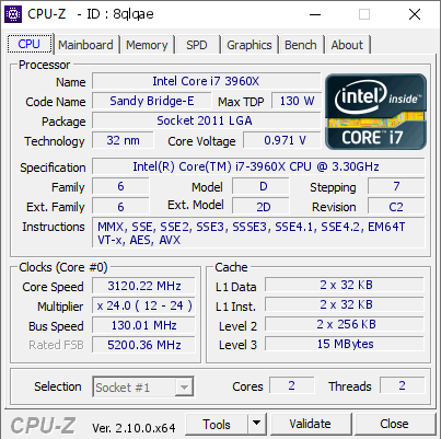 screenshot of CPU-Z validation for Dump [8qlqae] - Submitted by  yee245  - 2024-08-30 22:01:31
