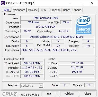 screenshot of CPU-Z validation for Dump [931qjd] - Submitted by  wytiwx  - 2022-03-10 14:17:25