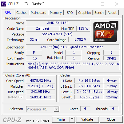 screenshot of CPU-Z validation for Dump [9abhq3] - Submitted by  OSTROG  - 2018-12-14 06:00:23