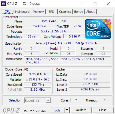 screenshot of CPU-Z validation for Dump [9igdgx] - Submitted by  ENRICO-PC  - 2025-05-11 17:44:31
