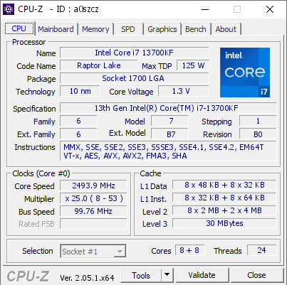screenshot of CPU-Z validation for Dump [a0szcz] - Submitted by  Anonymous  - 2023-04-16 14:30:34