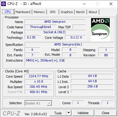 screenshot of CPU-Z validation for Dump [affwu9] - Submitted by  IdeaFix  - 2024-01-08 18:42:55