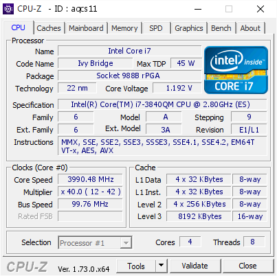 screenshot of CPU-Z validation for Dump [aqcs11] - Submitted by  Dekoter  - 2015-08-20 05:58:07
