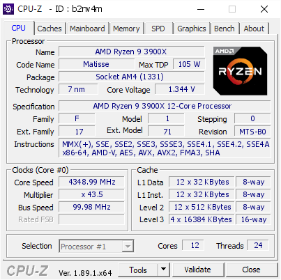 screenshot of CPU-Z validation for Dump [b2nv4m] - Submitted by  Peeradon Namsirivivat  - 2019-07-17 15:24:53