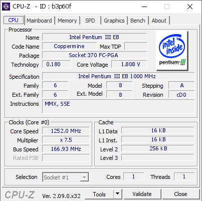 screenshot of CPU-Z validation for Dump [b3p60f] - Submitted by  xDJoelDx  - 2024-02-08 00:16:40
