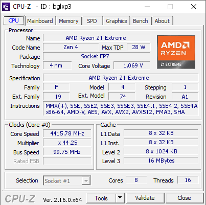 screenshot of CPU-Z validation for Dump [bglxp3] - Submitted by  Anonymous  - 2025-09-07 09:14:20