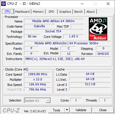 screenshot of CPU-Z validation for Dump [btbhs2] - Submitted by  klopcha  - 2022-09-11 22:11:20
