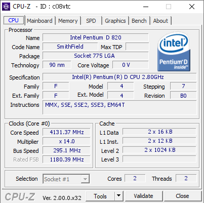 screenshot of CPU-Z validation for Dump [c08vtc] - Submitted by  Exabyte  - 2024-12-26 14:43:57