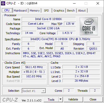 screenshot of CPU-Z validation for Dump [cq6tm4] - Submitted by  Sparky's Adventure  - 2024-11-19 01:07:45