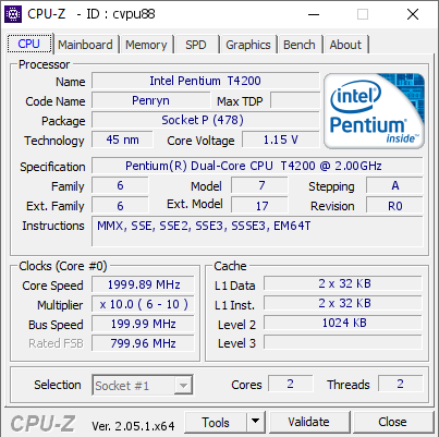 screenshot of CPU-Z validation for Dump [cvpu88] - Submitted by  ADMIN  - 2023-05-26 09:43:51