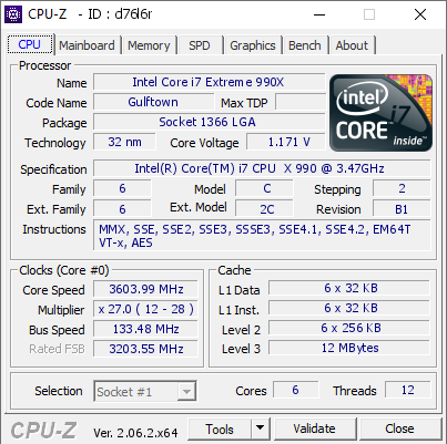 screenshot of CPU-Z validation for Dump [d76l6r] - Submitted by  Anonymous  - 2023-09-06 05:14:53