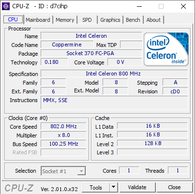 screenshot of CPU-Z validation for Dump [d7cihp] - Submitted by  IdeaFix  - 2022-05-14 16:09:16