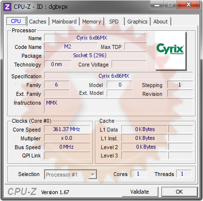 Cyrix 6x86mx 361 37 Mhz Cpu Z Validator
