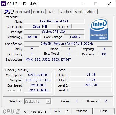 screenshot of CPU-Z validation for Dump [dp9dll] - Submitted by  Vitaminych  - 2023-06-12 13:03:39