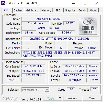 screenshot of CPU-Z validation for Dump [e65103] - Submitted by  Felipe Vieira Vendramini  - 2021-05-12 14:37:01