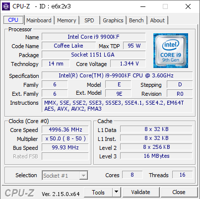 screenshot of CPU-Z validation for Dump [e6x2v3] - Submitted by  Anonymous  - 2025-05-17 17:29:17