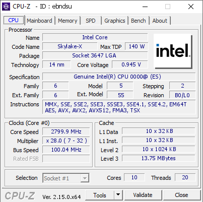 screenshot of CPU-Z validation for Dump [ebndsu] - Submitted by  YO  - 2025-05-14 07:58:22