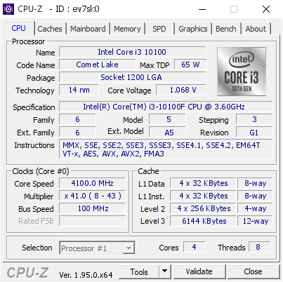 screenshot of CPU-Z validation for Dump [ev7sk0] - Submitted by  MINIITXBUIBUI  - 2021-02-12 04:28:21