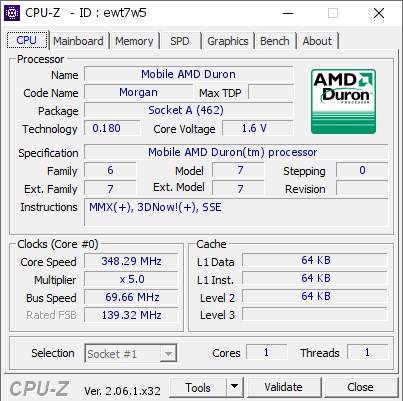 screenshot of CPU-Z validation for Dump [ewt7w5] - Submitted by  kzsolti97  - 2024-01-06 21:24:51