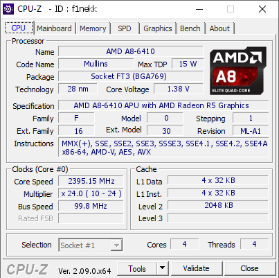 screenshot of CPU-Z validation for Dump [f1nekk] - Submitted by  Anonymous  - 2024-05-02 08:59:31