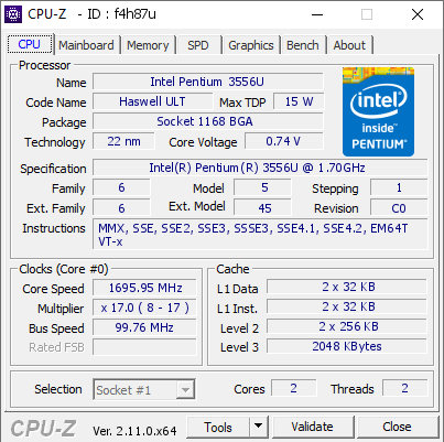 screenshot of CPU-Z validation for Dump [f4h87u] - Submitted by  Anonymous  - 2024-09-21 12:58:56