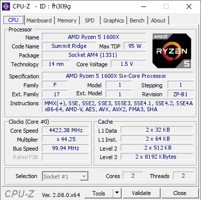 screenshot of CPU-Z validation for Dump [fh309g] - Submitted by  Adam33k  - 2024-05-25 13:55:25