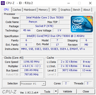 screenshot of CPU-Z validation for Dump [fi31y2] - Submitted by  SAF-PC  - 2020-08-07 06:44:04