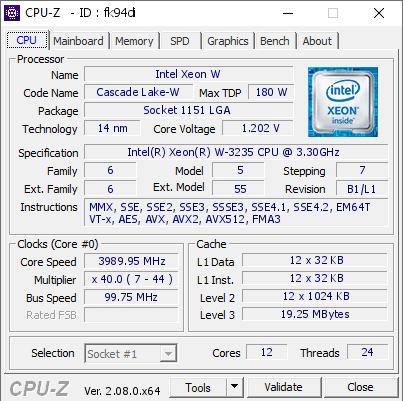 screenshot of CPU-Z validation for Dump [fk94di] - Submitted by  Anonymous  - 2024-03-17 09:29:13