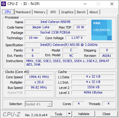 screenshot of CPU-Z validation for Dump [fsi1f0] - Submitted by  Anonymous  - 2025-12-30 10:56:07