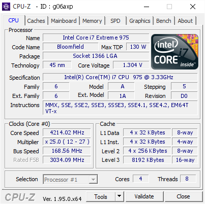 screenshot of CPU-Z validation for Dump [g06axp] - Submitted by  ismailTPC_Hastanesi  - 2021-02-01 01:11:32