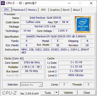 screenshot of CPU-Z validation for Dump [gmmdp7] - Submitted by  DESKTOP-3R4ULMK  - 2024-06-11 05:29:21