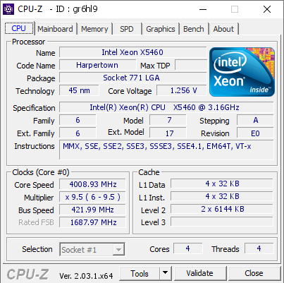 screenshot of CPU-Z validation for Dump [gr6hl9] - Submitted by  XuMuK  - 2022-12-29 18:25:28