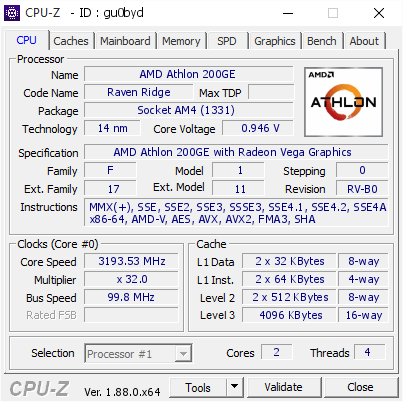 screenshot of CPU-Z validation for Dump [gu0byd] - Submitted by    - 2019-06-11 20:44:01